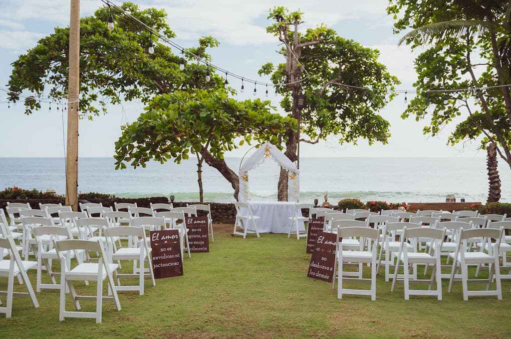 Beachfront-garden wedding setup